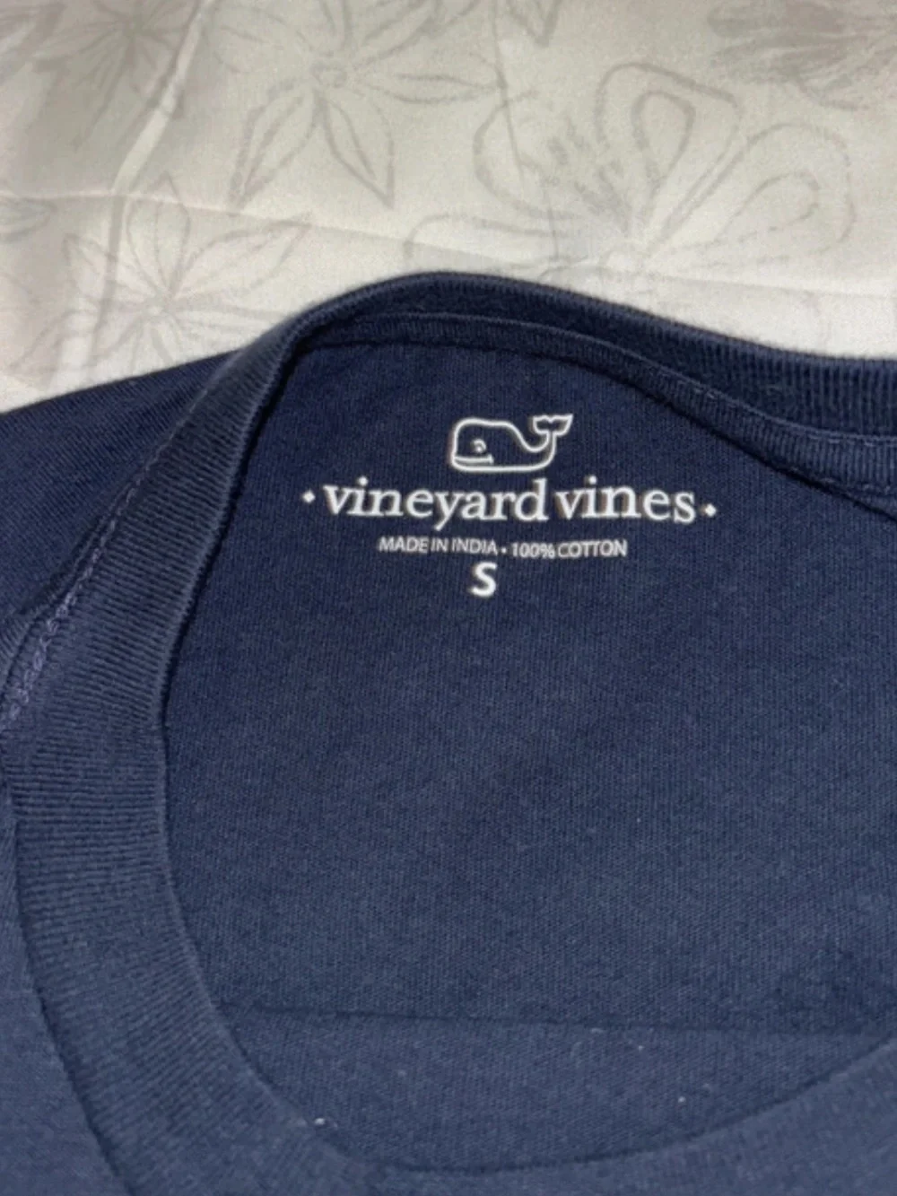 Vineyard Vines Navy Long Sleeve Tee with Football Whale Graphic